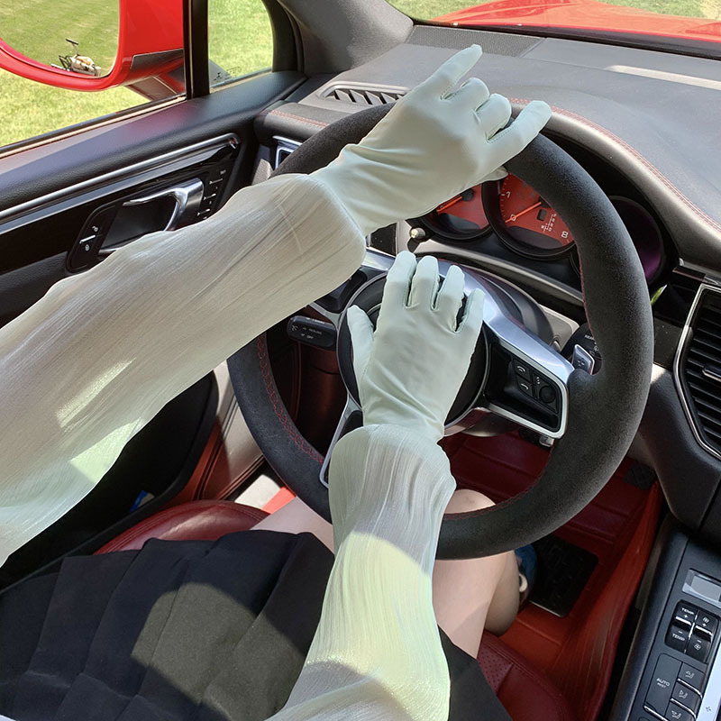 Mangas de hielo, mangas de seda de hielo, estilo fino de verano para mujer, guantes de brazo de ciclismo al aire libre, mangas de hielo integradas, mangas de protección solar