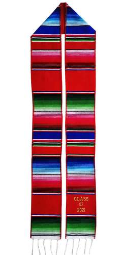 Hand Embroidered Mexican Graduation Belt Color Striped Black Belt Graduation Scarf