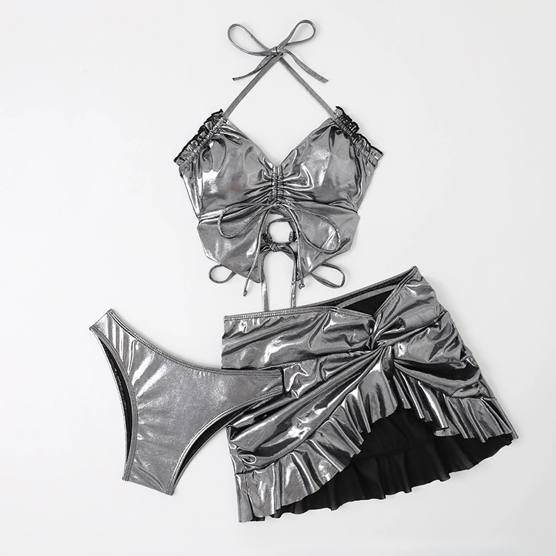 Sexy split swimwear, set, internet celebrity, 3 piece set
