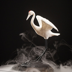 Creative animal ceramic handicraft crane ornament garden fish tank micro landscape Zen-style decorative accessories white crane display