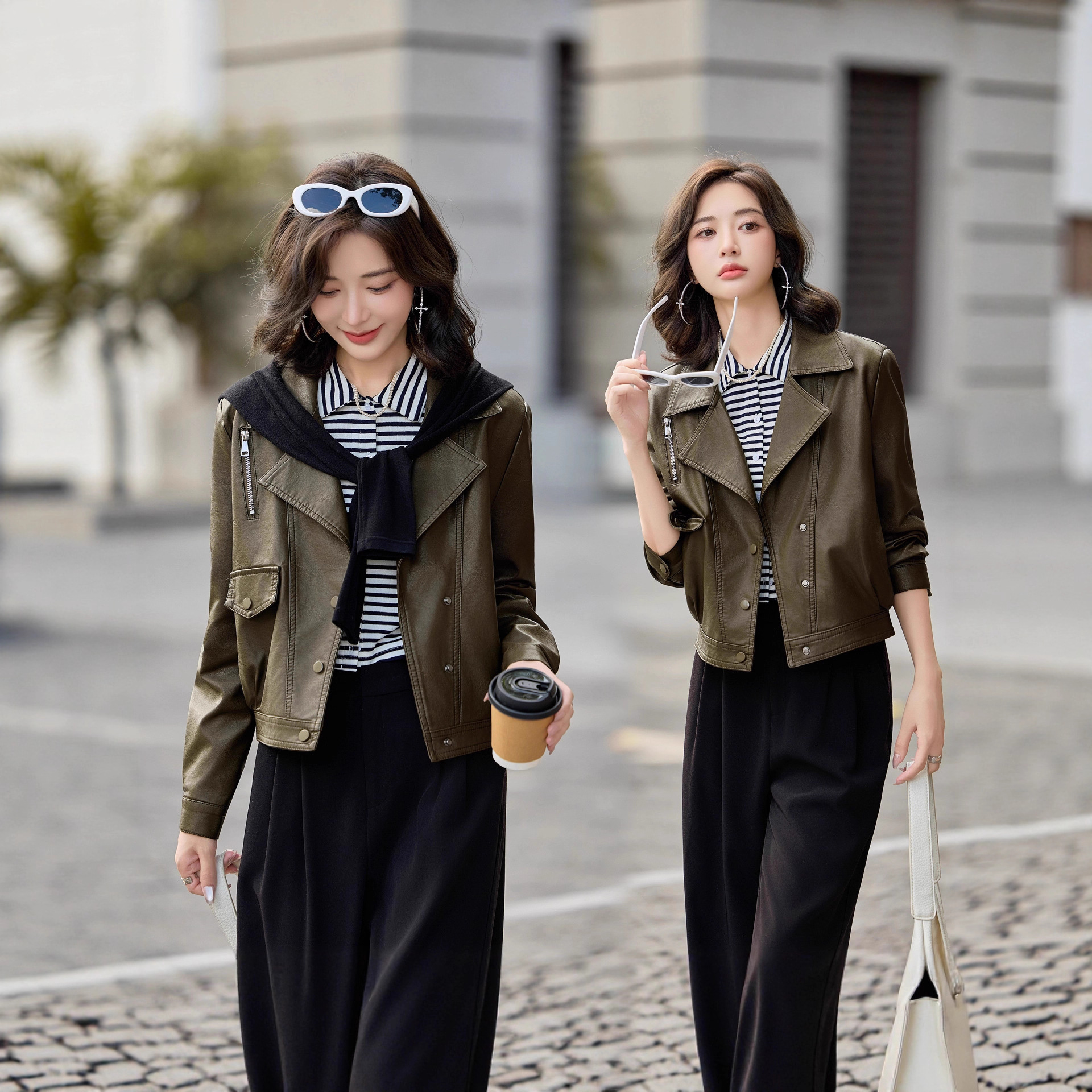 French Brand Leather Jacket for Women, Short Haining Sheepskin Jacket, New Popular Hong Kong Style Small Motorcycle Jacket for Spring and Autumn