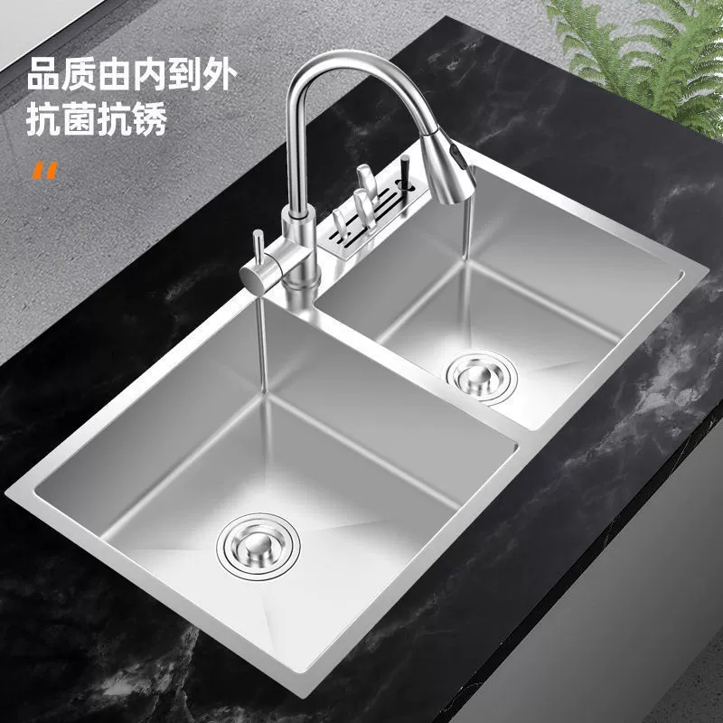 Wanhe stainless steel water double kitchen wash basin complete set, a complete set of special dishwasher pool