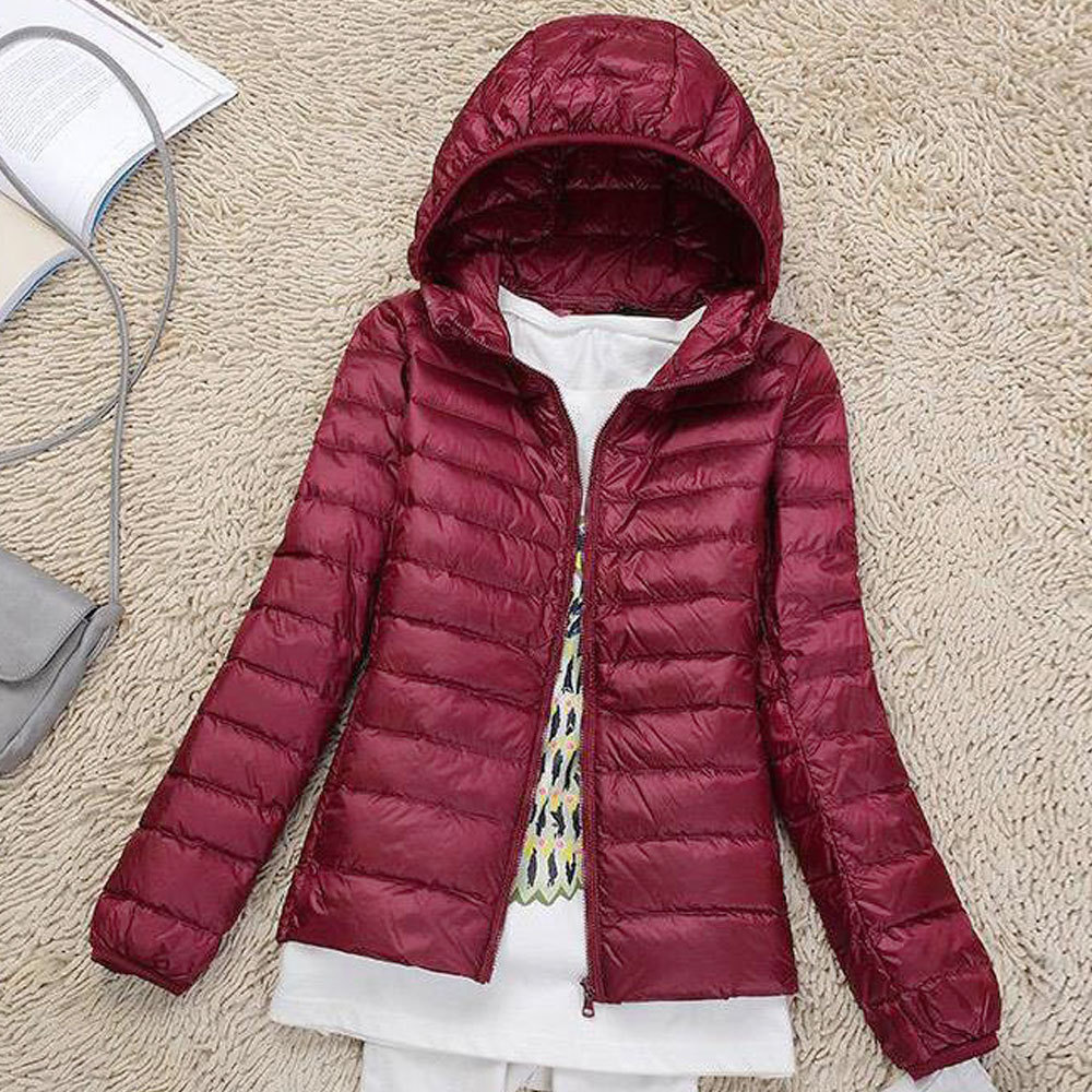 Mujer Ultra Light Down Coats Chaqueta acolchada de algodón para mujer Chaqueta acolchada de invierno con cuello alto y ligero