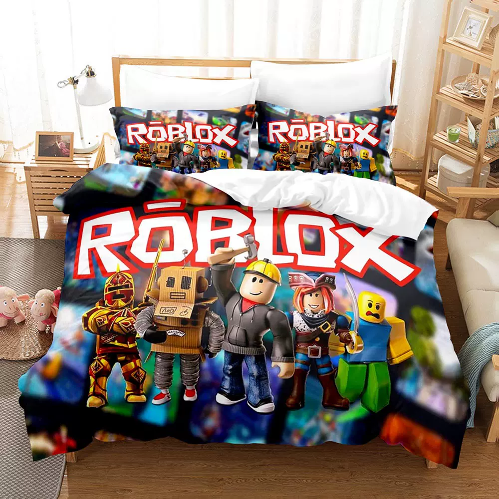 三件套亚马逊外贸家纺四件套 卡通 ROBLOX 我的世界数码印花铺盖