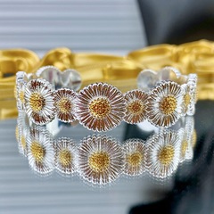 bu契拉提意大利手工拉絲工藝復古蕾絲手鐲 雛菊宮庭風鍍925銀手環