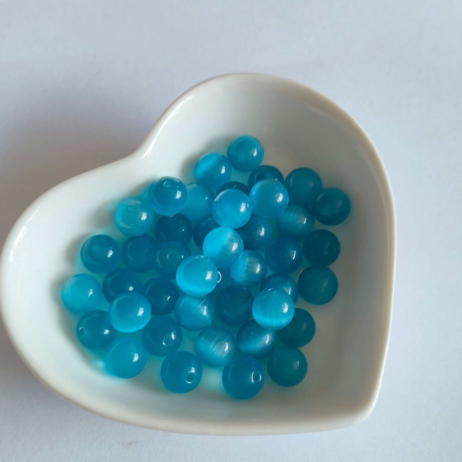 Cuentas redondas de cristal natural no porosas y semiporosas de 8 mm, cuentas sueltas de ágata de calcedonia ojo de gato, materiales para bricolaje al por mayor, collar de piedra natural.