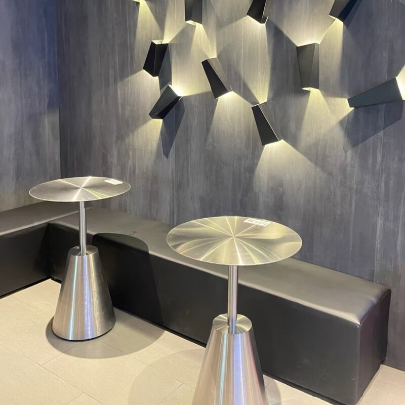Stainless Steel Small Round Table, Trendy Industrial Style Coffee Table, Commercial Stainless Steel Coffee Table, Creative Stainless Steel Round Table