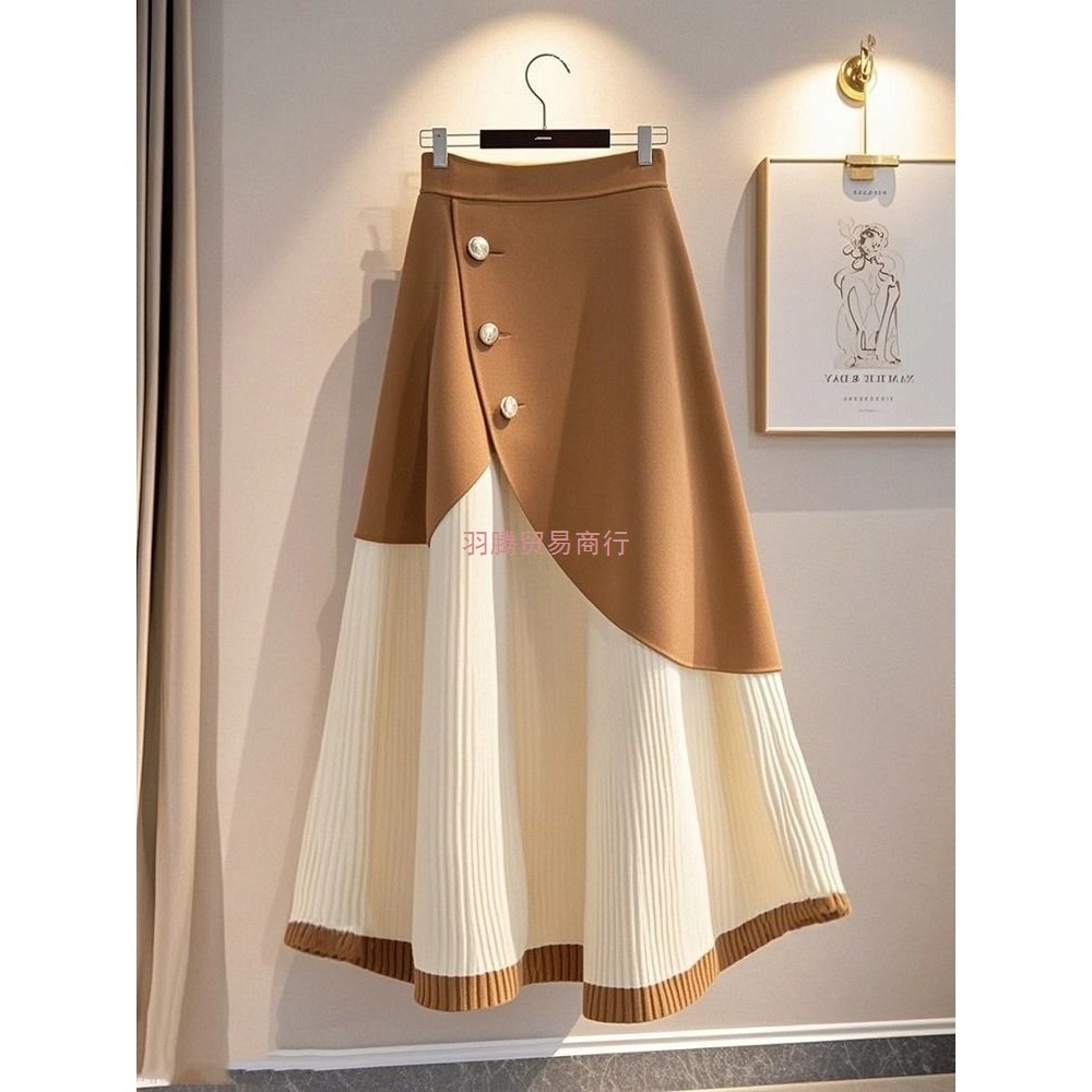 高级感超好看卡其色针织半身裙2025冬季时尚洋气爆款高腰a字裙子