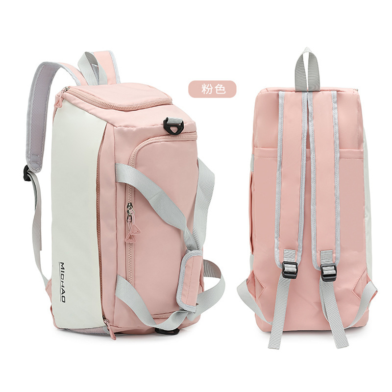 Bolsa de fitness, bolsa de viaje de gran capacidad, bolsa de ejercicio de entrenamiento de separación de seco y húmedo, bolsa de viaje de corta distancia de almacén de zapatos independiente para mujer