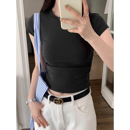Summer Fashion Designers' Small Minority Short Sleeve T-shirt for Women, Instagram Trendy, Hot Chicks, Short Length, Slim Fit, Pure Desire Top