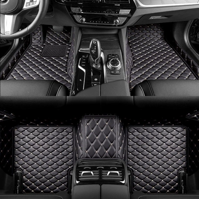 Full-coverage car floor mats, specialized floor mats for car interior upgrade, waterproof, new and old models, silk loop floor mats, foot pads, car mats (Ayaqaltılar (Kovriklər)) - black-with-gold-thread-single-layer-model