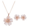 Fresh accessory for bride, necklace and earrings, set, European style, cat's eye, flowered, wholesale