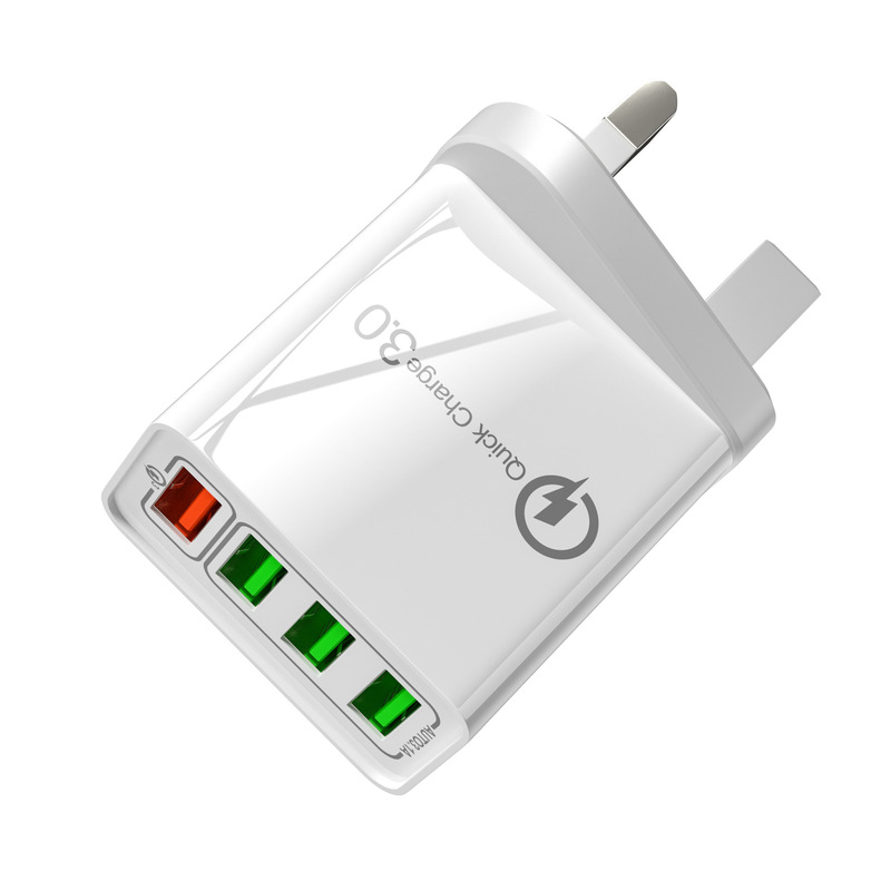 Square 4USB Multi-port Mobile Phone Charger 5V2A Wall Power Adapter QC3.0 Fast Charging Head British Standard