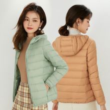 秋冬新款90绒轻薄羽绒服女款连帽短款大码轻便薄款白鸭绒时尚外套