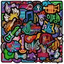 跨境热卖霓虹灯音乐防水涂鸦贴纸笔记本滑板行李箱DIY贴纸批发