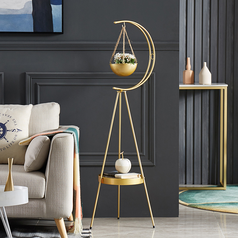 北欧置物架阳台花架子室内吊篮客厅简约落地式多层多肉绿萝植物架|ru