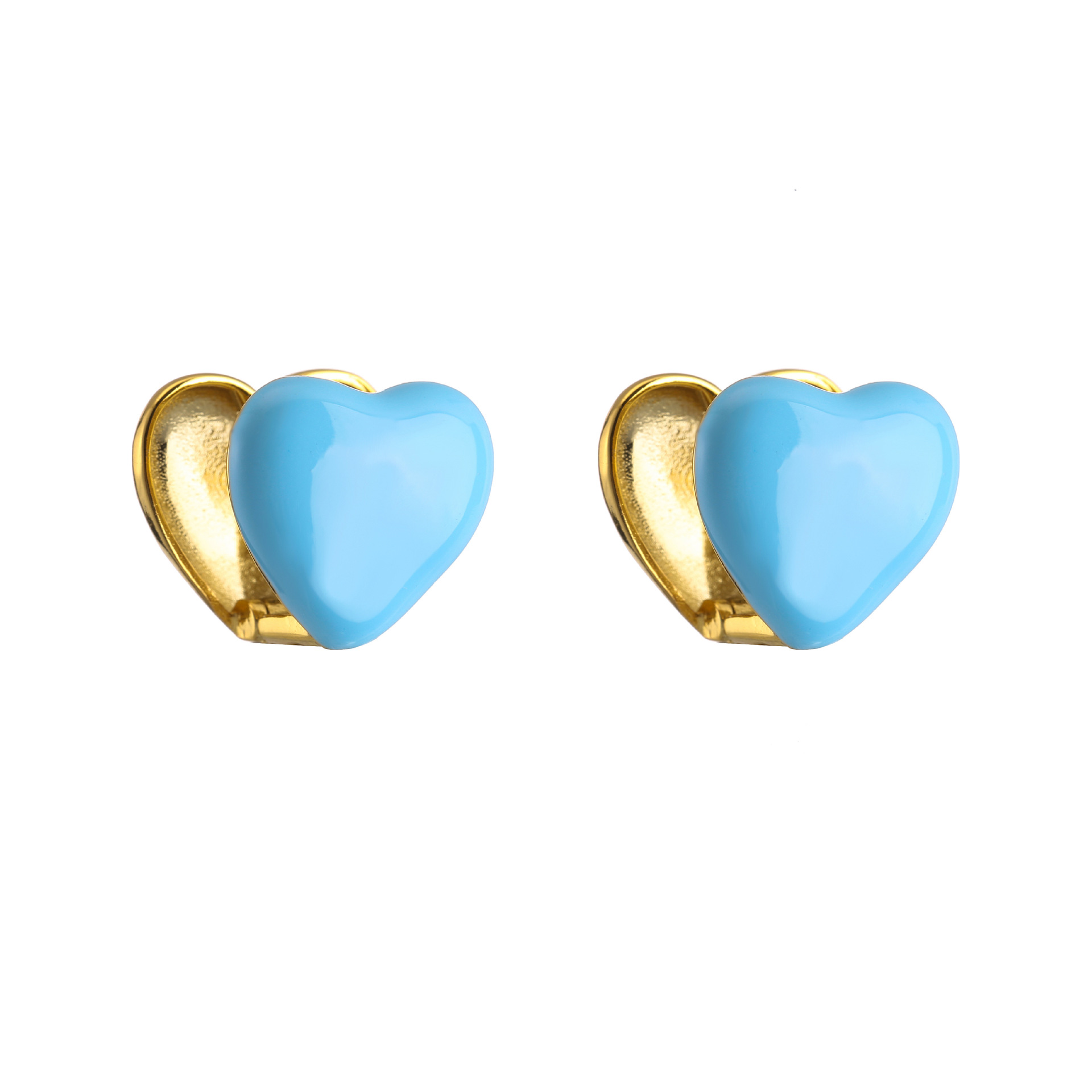 simple style copper Heart Shape Dripping Oil Color Earrings