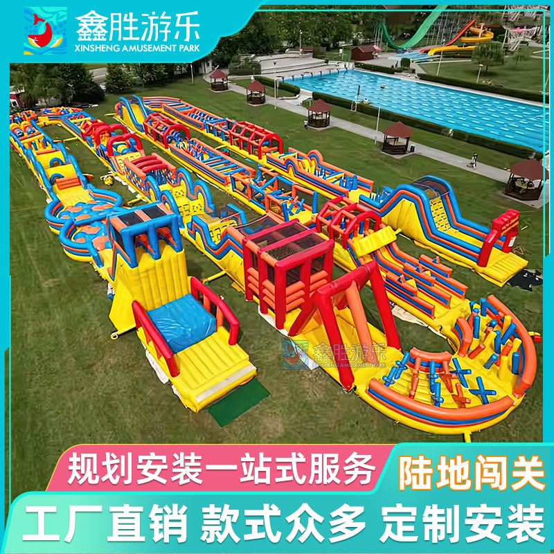 Al aire libre, gran barrera de entrada de tierra inflable, juegos divertidos para adultos y niños, equipo del castillo