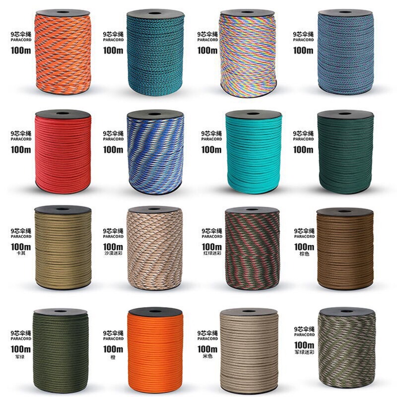 ✅ 100m Axis 9-Core Paracord Outdoor Mountaineering Camping Emergency Survival Rope DIY Braided Bracelet Nine-Core Umbrella