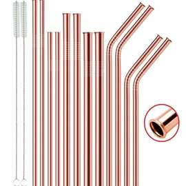 亚马逊可重复使用吸折叠可降解吸管奶茶饮料管伸缩组合金属吸管