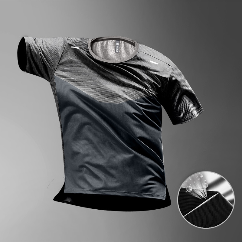 Camiseta deportiva de seda de hielo para hombres nueva transpiración de verano secado rápido correr camiseta de bádminton de manga corta chaqueta de media manga abierta