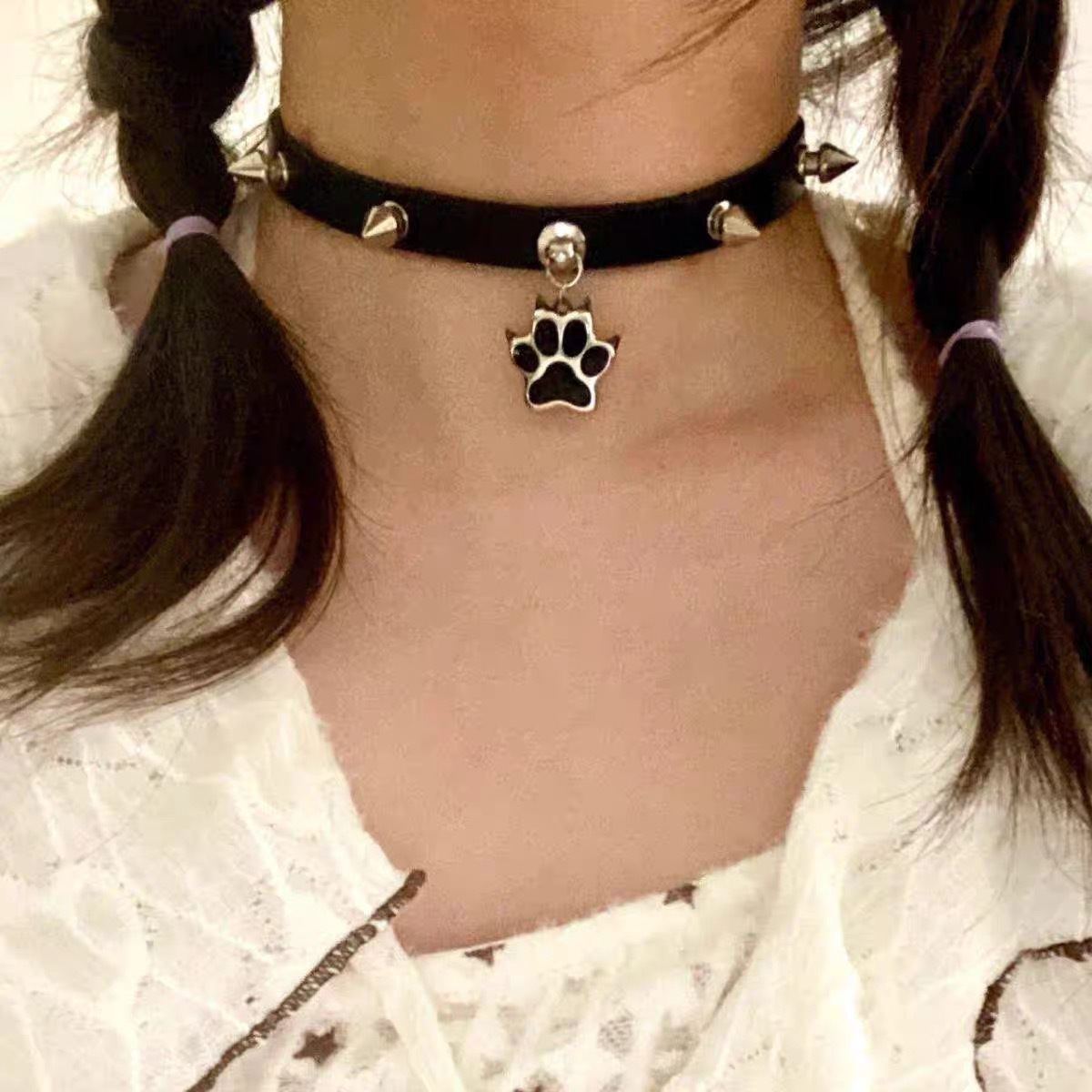 Ins punk subcultura hueso remache collar choker collar puro deseo de viento rebelde cachorro collar punk