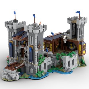 Building Blocks Cross-Border Moc-116798 Medieval Black Saxon Fortress 1971 Accessories Toys Gift