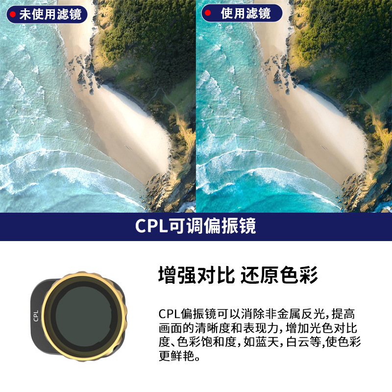 Adecuado para Dajiang Mini4Pro Filtro de protección de lente UV CPL polarizado ND8 reducción de luz mini lente UV no tripulado