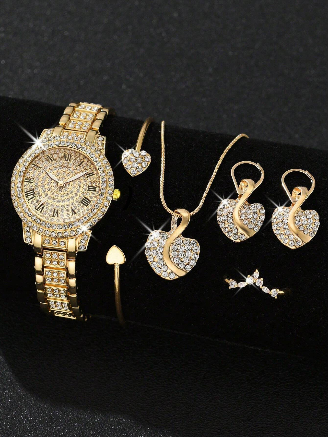 Explosiones transfronterizas Jubabo con diamantes para mujeres reloj conjunto de moda alta sensación romana reloj de cuarzo reloj de pulsera image 6