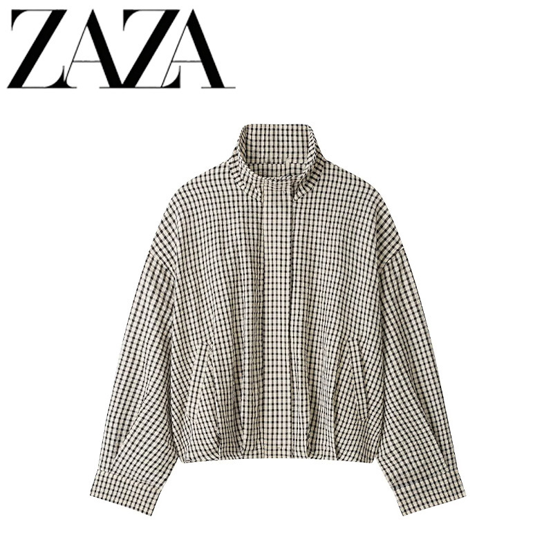 Zaza Self-Made European and American Style Wholesale Women's Clothing Fashionable Versatile Plaid Bomber Jacket 3046210 Zaza Self-Made European and American Style Wholesale Women's Clothing Fashionable Versatile Plaid Bomber Jacket 3046210