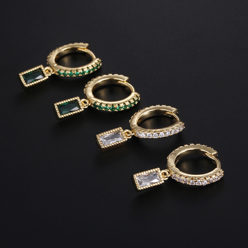 Fashion Square Copper Inlay Zircon Drop Earrings 1 Piece