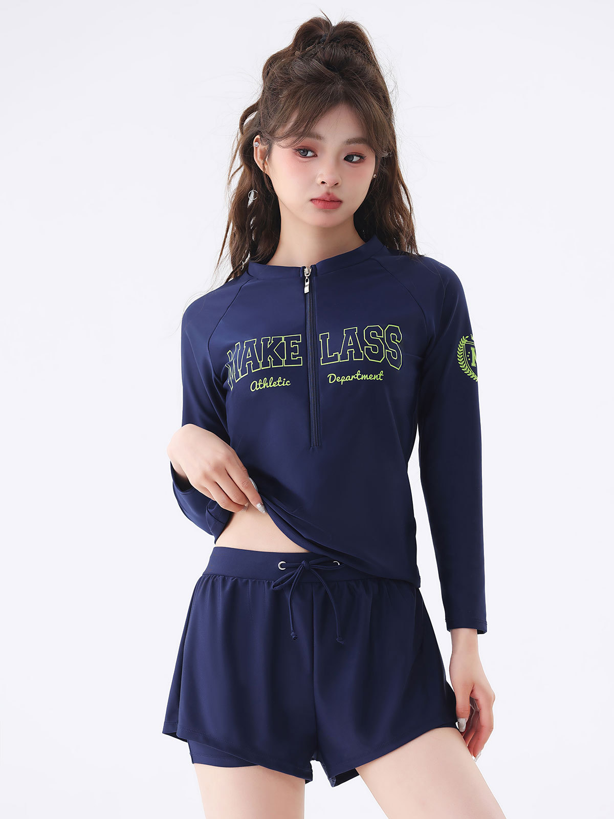 Trajes de baño de mujeres conservadoras divididas cubren el abdomen para adelgazar el verano 2024 nuevo estilo explosivo de manga larga protector solar trajes de baño de spa de gran tamaño