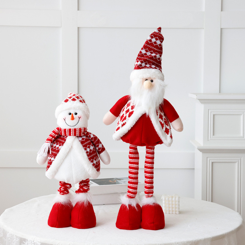 クリスマス装飾品の新しい赤いサンタクロース雪だるまヘラジカ公仔伸縮可能な人形の家庭装飾品|undefined