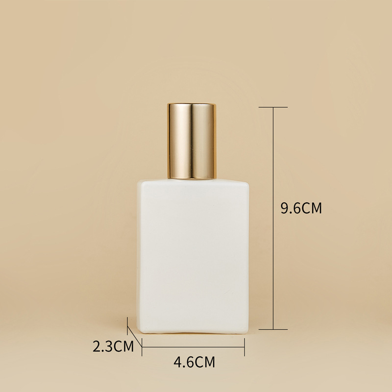 Venta directa de fábrica, botella de perfume de vidrio cuadrada con tapón de rosca de 30 ml y 50 ml, envase de botella vacía para perfume, botella de recarga de perfume, pulverizador fino