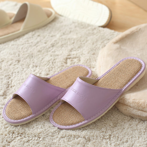 Linen Sweat-absorbent Slippers Women's Four Seasons Universal Home Indoor Breathable Floor Non-slip Spring and Summer Leather Slippers Men's Home
