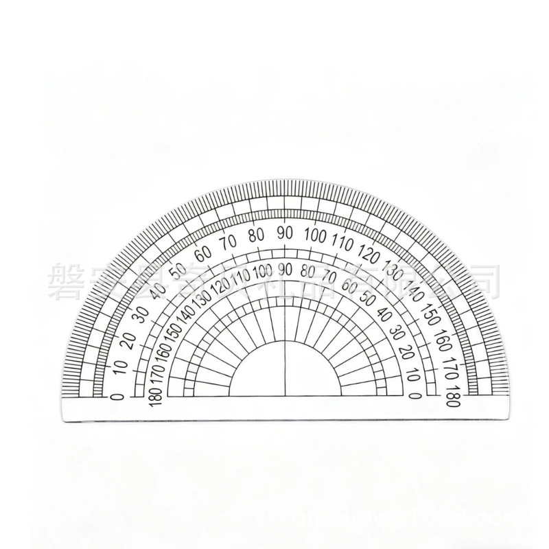 跨境专供透明半圆量角器考试绘图180度分度器开学文具套装配件