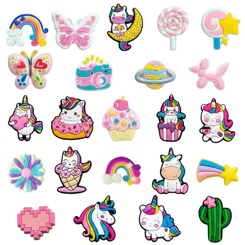 Cross-Border New Style Pink Cute Unicorn Clogs Shoe Charms Shoe Accessories Shoe Decorations
