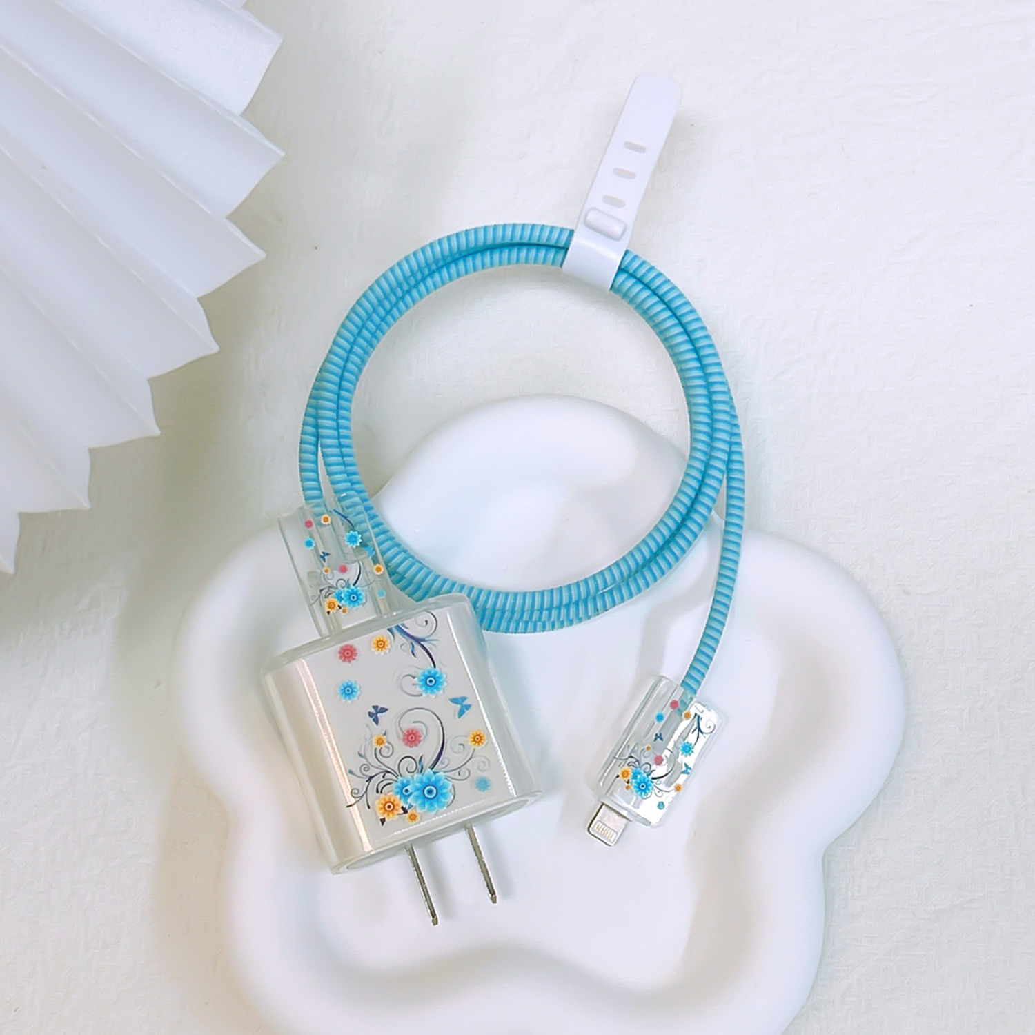 Aplicable a Apple 18W/20W cargador de carga rápida cargador de concha protectora cubierta protectora transparente cáscara suave alambre morder dispositivo pintado