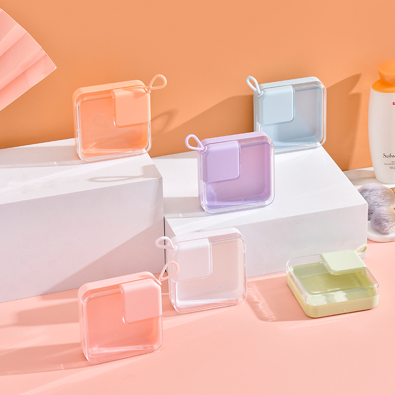 【包邮】高颜值便携小巧可悬挂马卡龙色系首饰 粉扑收纳盒