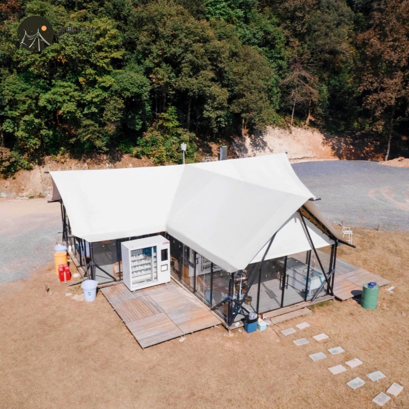 Muye al aire libre gran salvaje techo de lujo en forma de T camping bar tienda de campaña de acomodación residencial camping tienda de campaña hotel fabricantes
