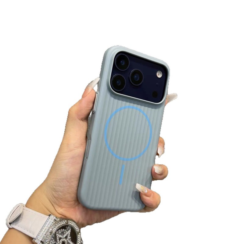 适用苹果17手机壳瓦楞纹磁吸硬壳iPhone17promax肤感磨砂高级感新|undefined