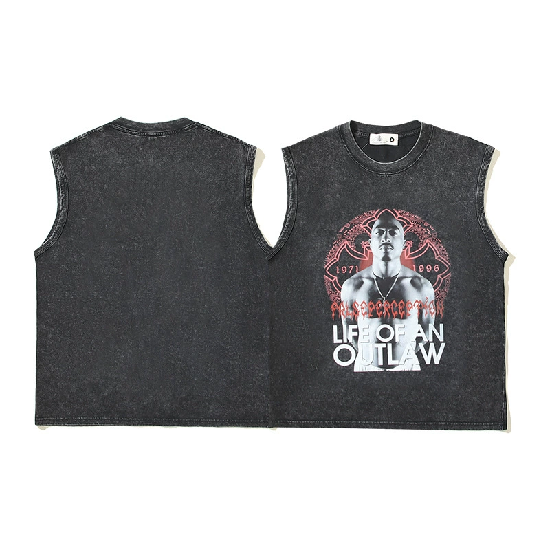 Жилет False Perception 2Pac с портретом, потертый, разрушенный жилет