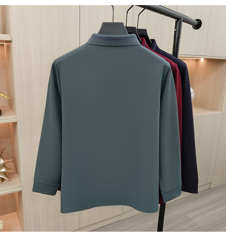 Áo polo nam dài tay cổ bẻ phong cách công sở, chất liệu co giãn không nhăn — Tây Tạng chi tiết 7