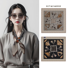 F马鞍 新款大牌百搭桑蚕丝真丝羊毛手工卷边双面异色披肩丝毛围巾