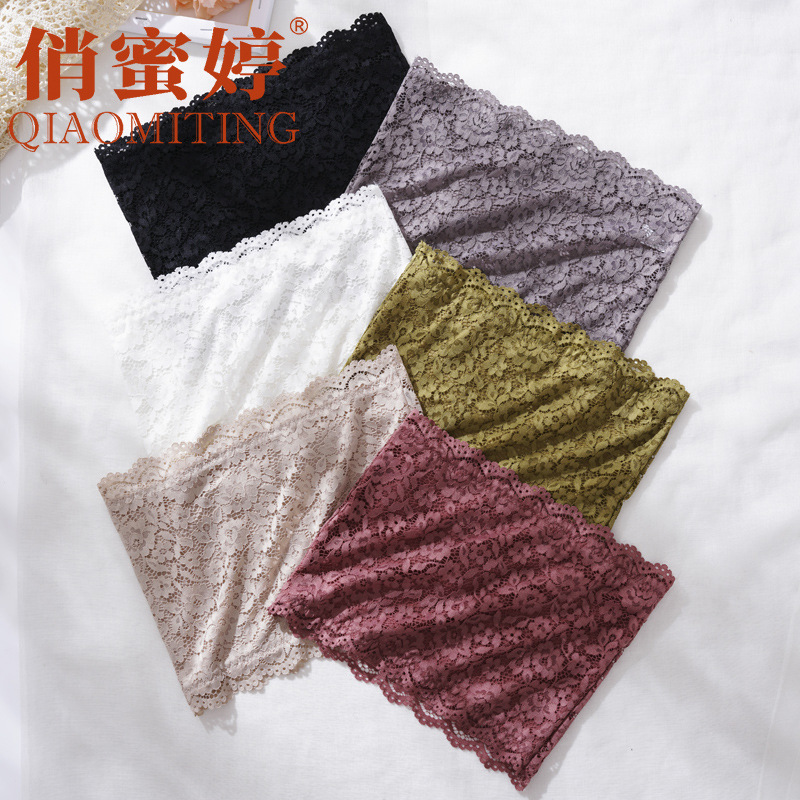 春夏季新款高弹力蕾丝内衣纯色一字肩裹胸舒适透气打底防走光抹胸