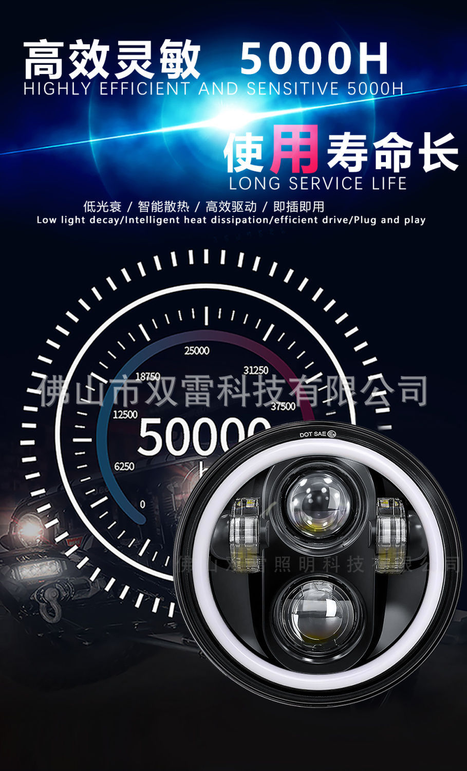 5.75 inch Wrangler car light electric car motorcycle front light headlight yellow and white angel eyes aperture led headlight
