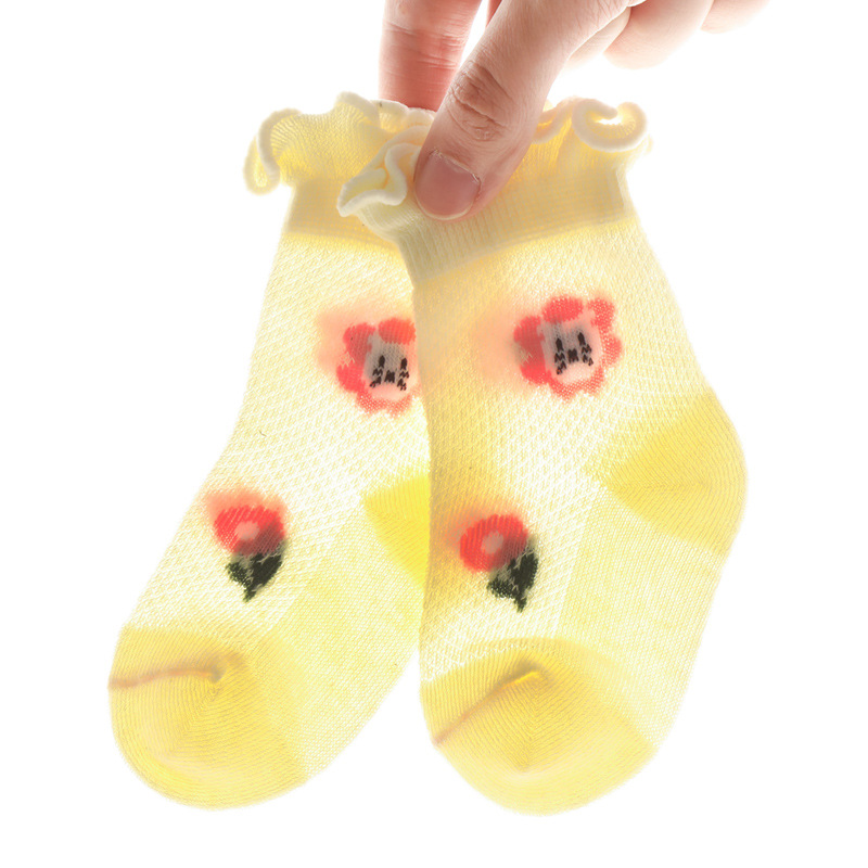Nuevo verano ultra-Delgado oído de madera calcetines para niños calcetines de malla de algodón para bebés calcetines sueltos transpirables para bebés calcetines de niña