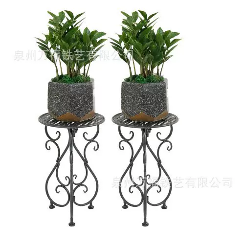厂家直销欧式室内花架复古黑色金属铁艺花架花盆架盆景架室外花架