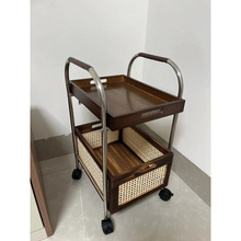 不锈钢2层小推车DIY小红书带轮置物架脸盆架卧室客厅多层移动收纳