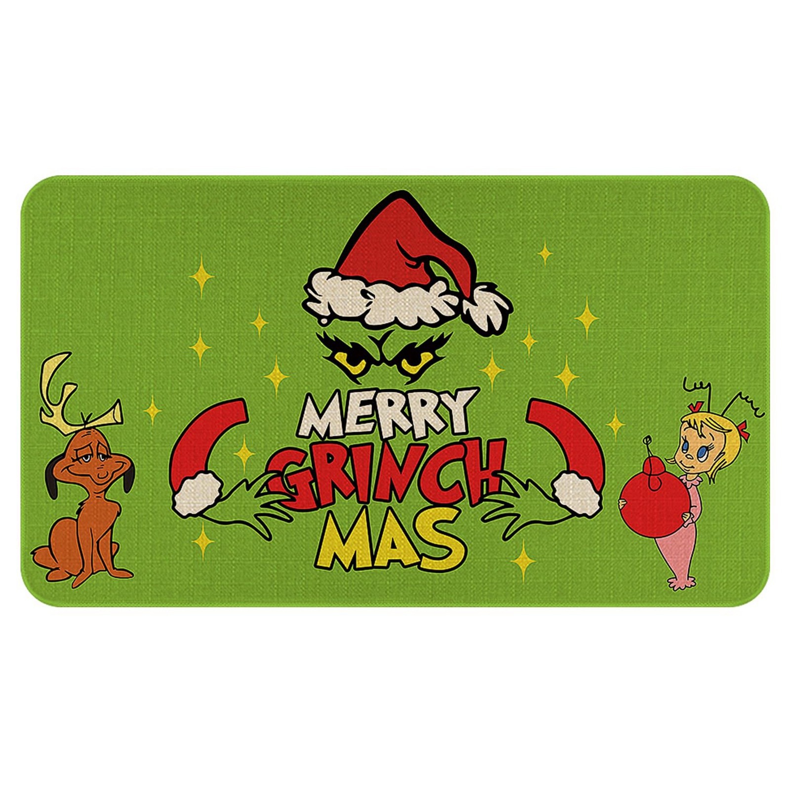 En stock Grinch alfombra del piso transfronterizo alfombra de Navidad alfombra de puerta de vacaciones verde payaso alfombra del piso